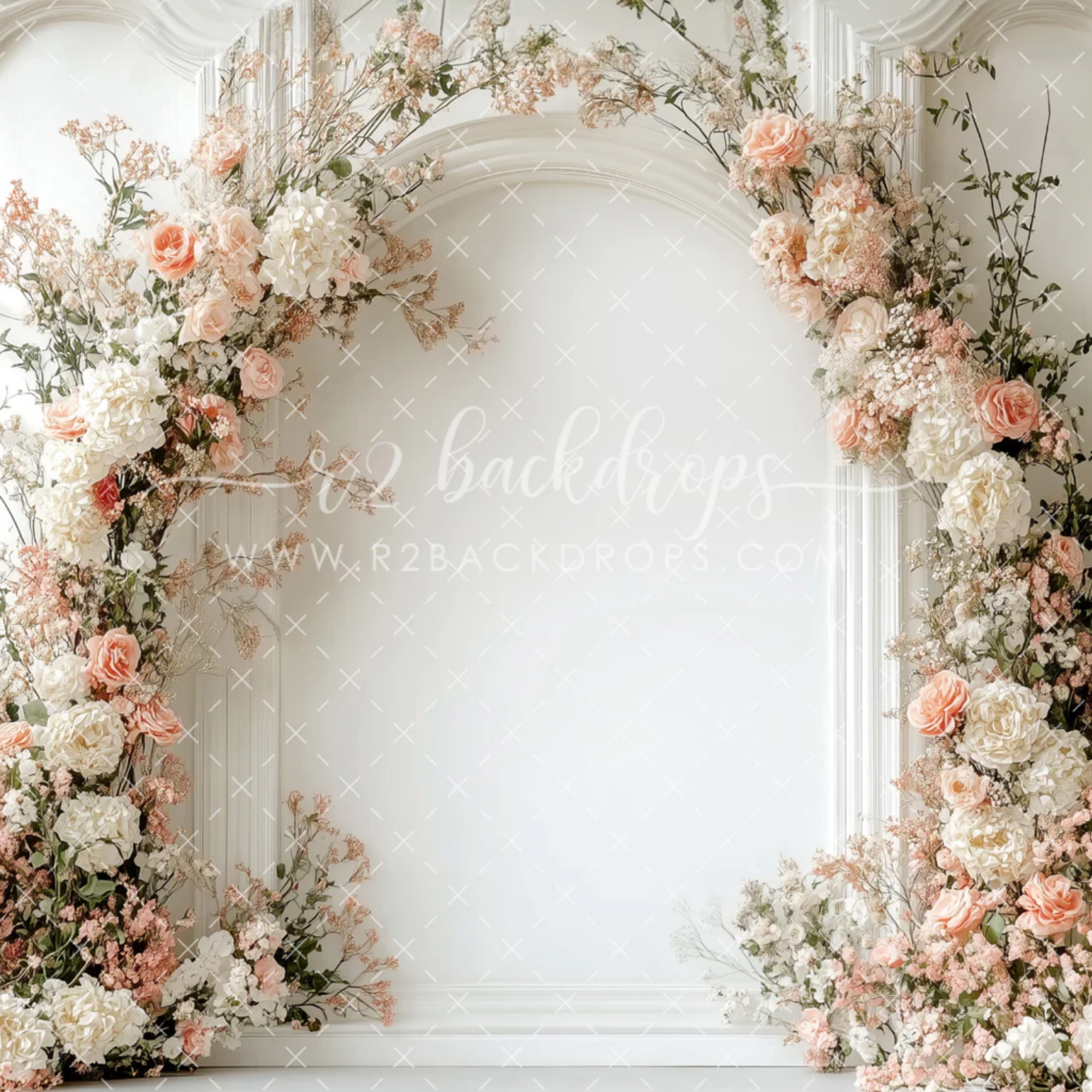 Vintage door floral backdrop for Mother’s Day mini sessions in Gilroy family photography studio